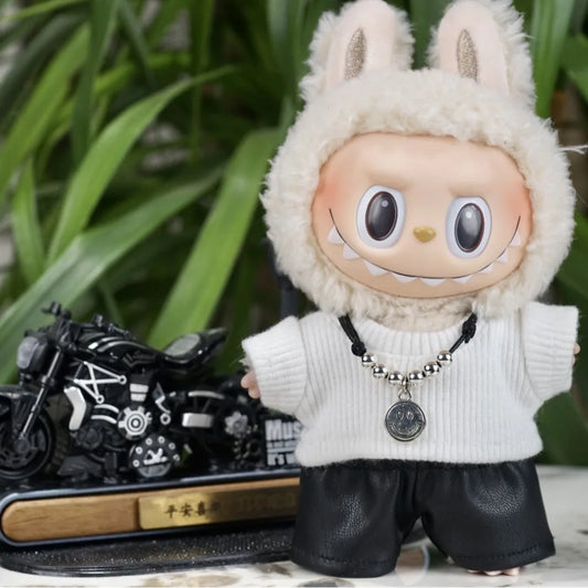 Labubu Stylish Look Sweater and Leather Pants (Labubu Not Included)