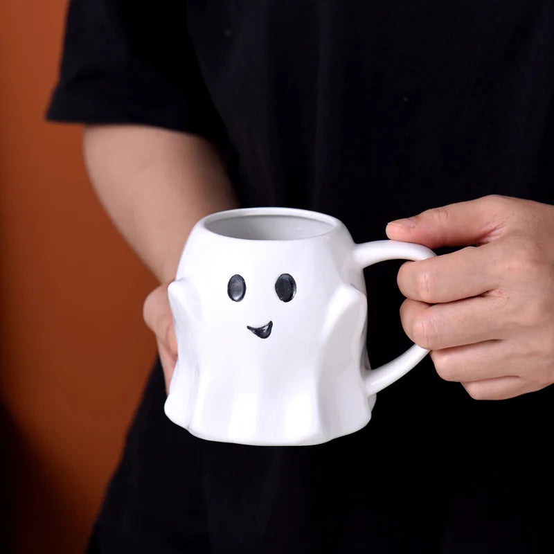 Halloween Ghost Ceramic Mug Kawaii Side