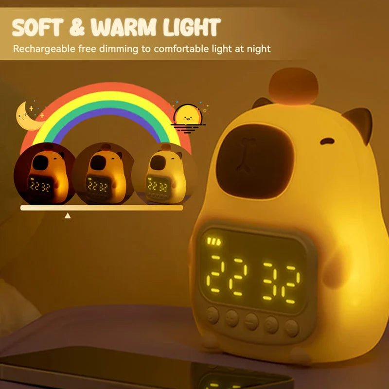Capybara Night Light Alarm Clock Kawaii Side