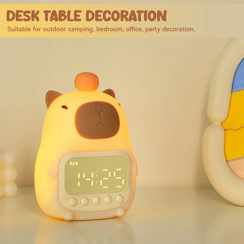 Capybara Night Light Alarm Clock Kawaii Side