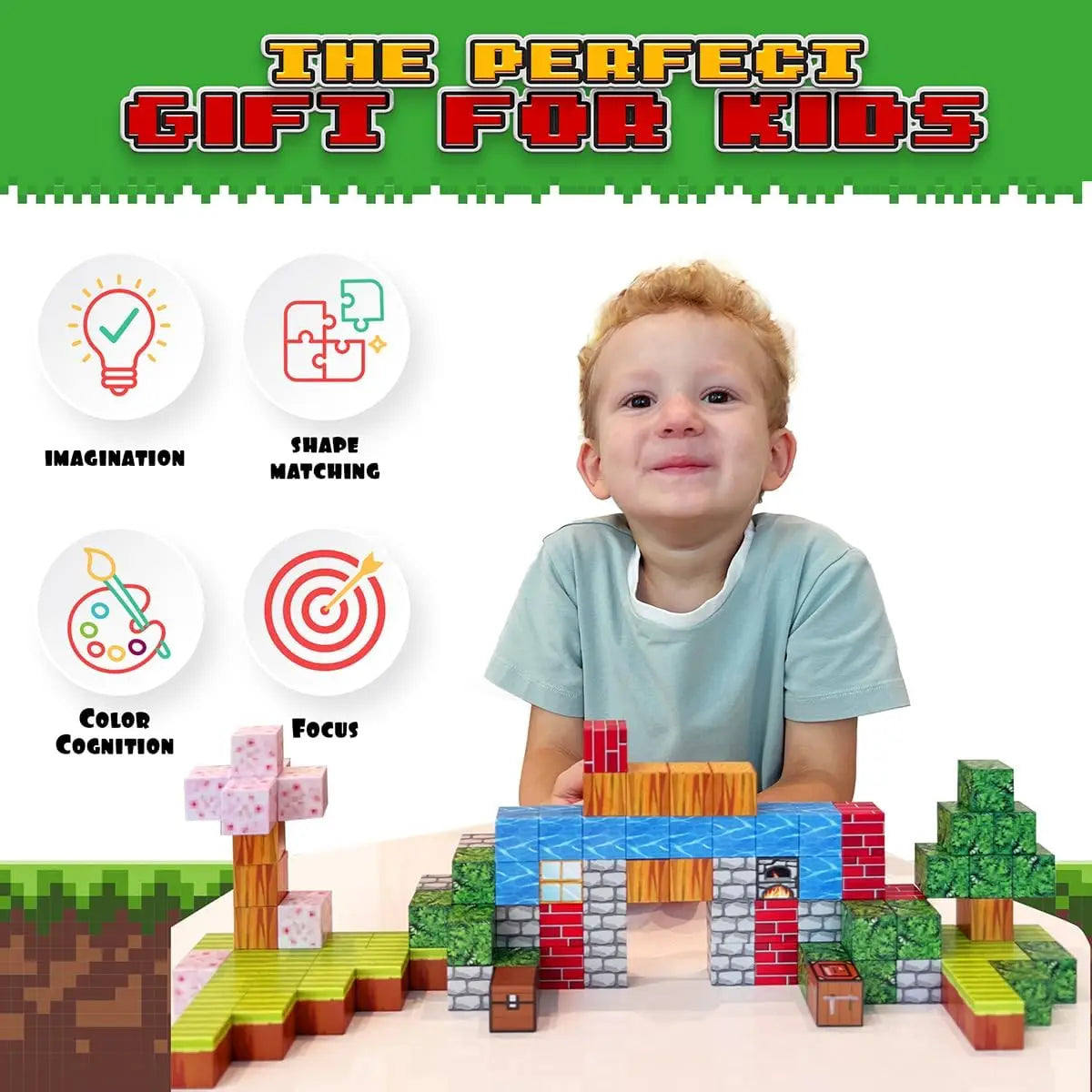 Various Biomes and Scenarios Magnetic Building Blocks Kawaii Side