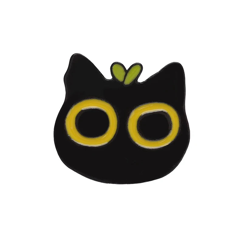 Black Cats Enamel Pins Kawaii Side