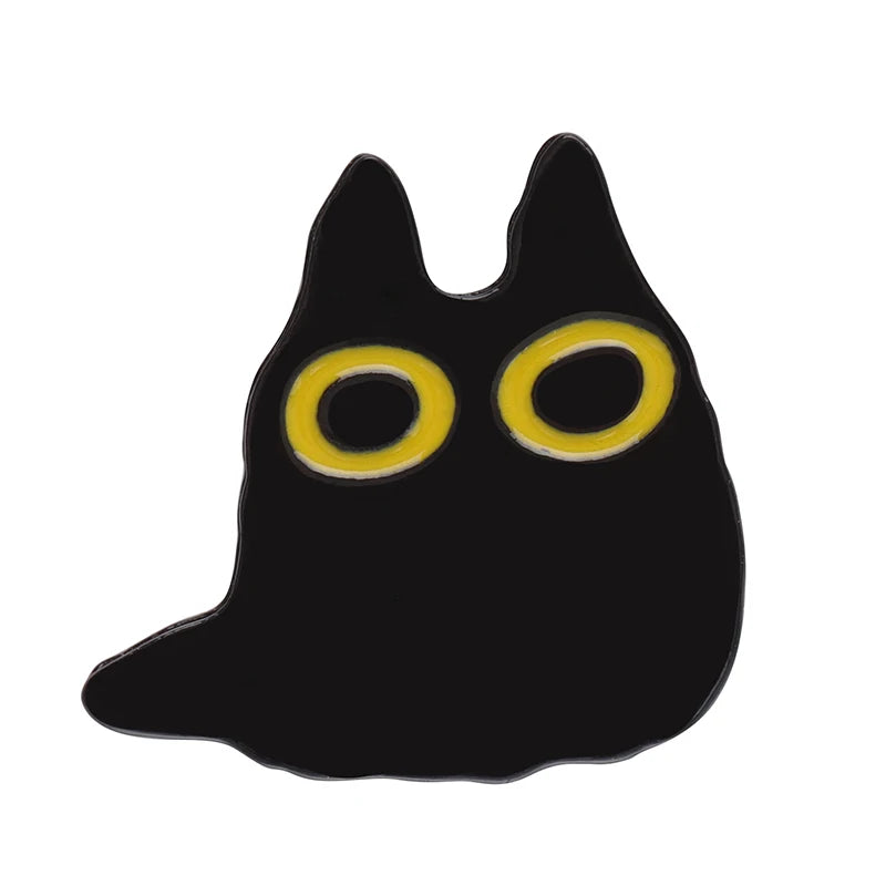 Black Cats Enamel Pins Kawaii Side