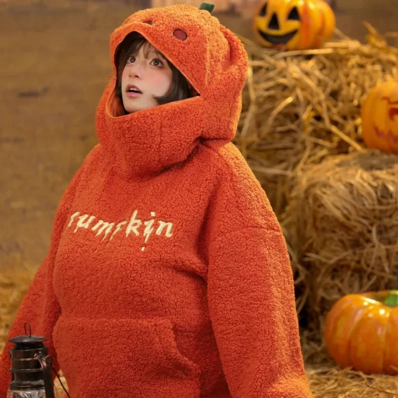 Halloween Pumpkin Hoodie Kawaii Side