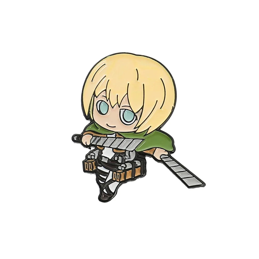 Anime Aot Figure Enamel Pins Classic Attack on Titan Brooches Metal Lapel Badges Accessories Gifts for Fans Kawaii Side