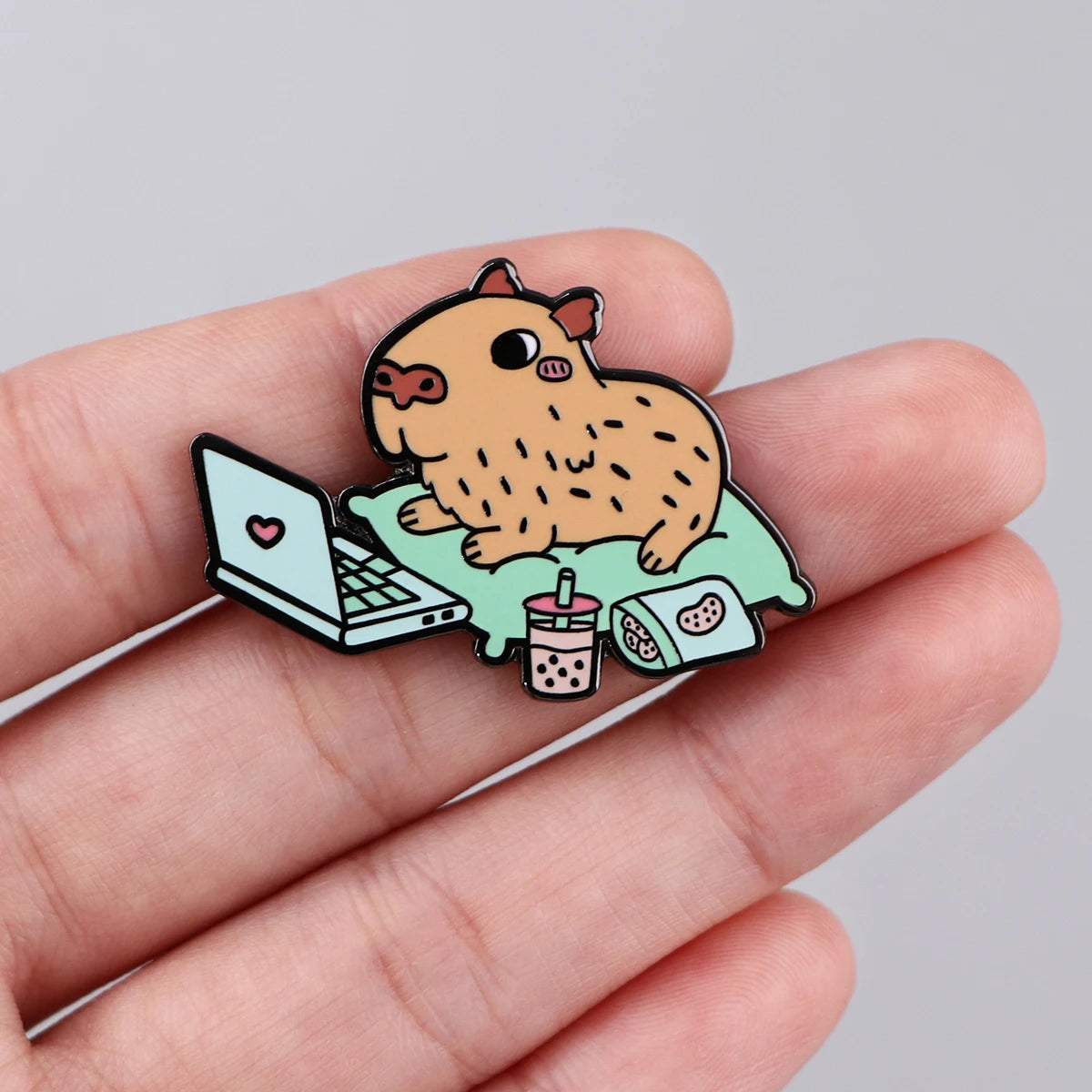 Cute Friends Enamel Pin Kawaii Side