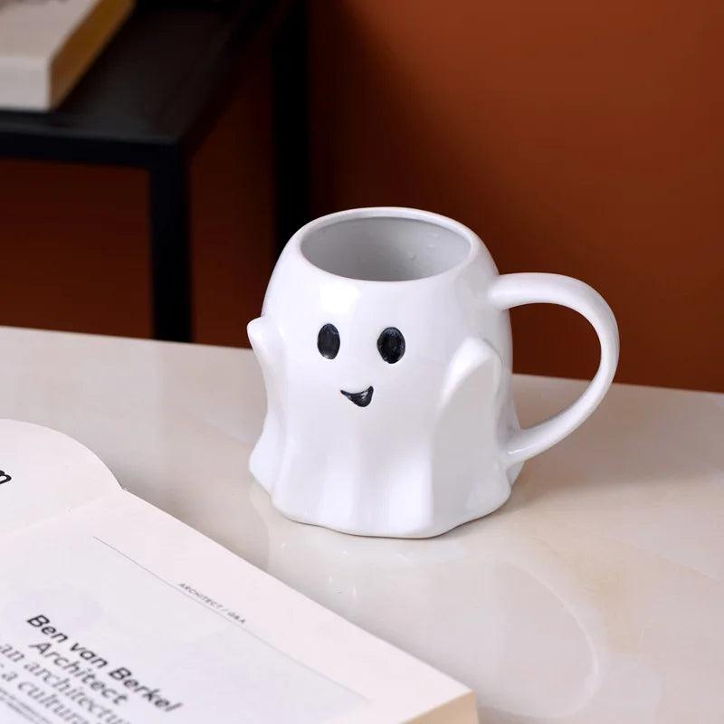 Halloween Ghost Ceramic Mug Kawaii Side