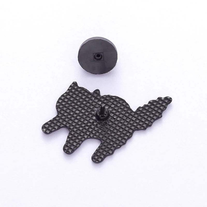 Black Cats Enamel Pins Kawaii Side