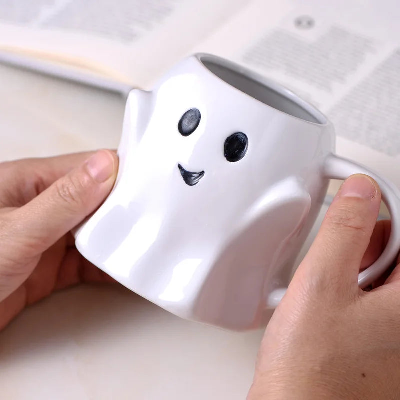 Halloween Ghost Ceramic Mug Kawaii Side