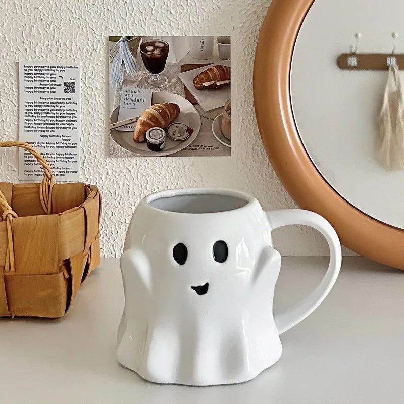 Halloween Ghost Ceramic Mug Kawaii Side