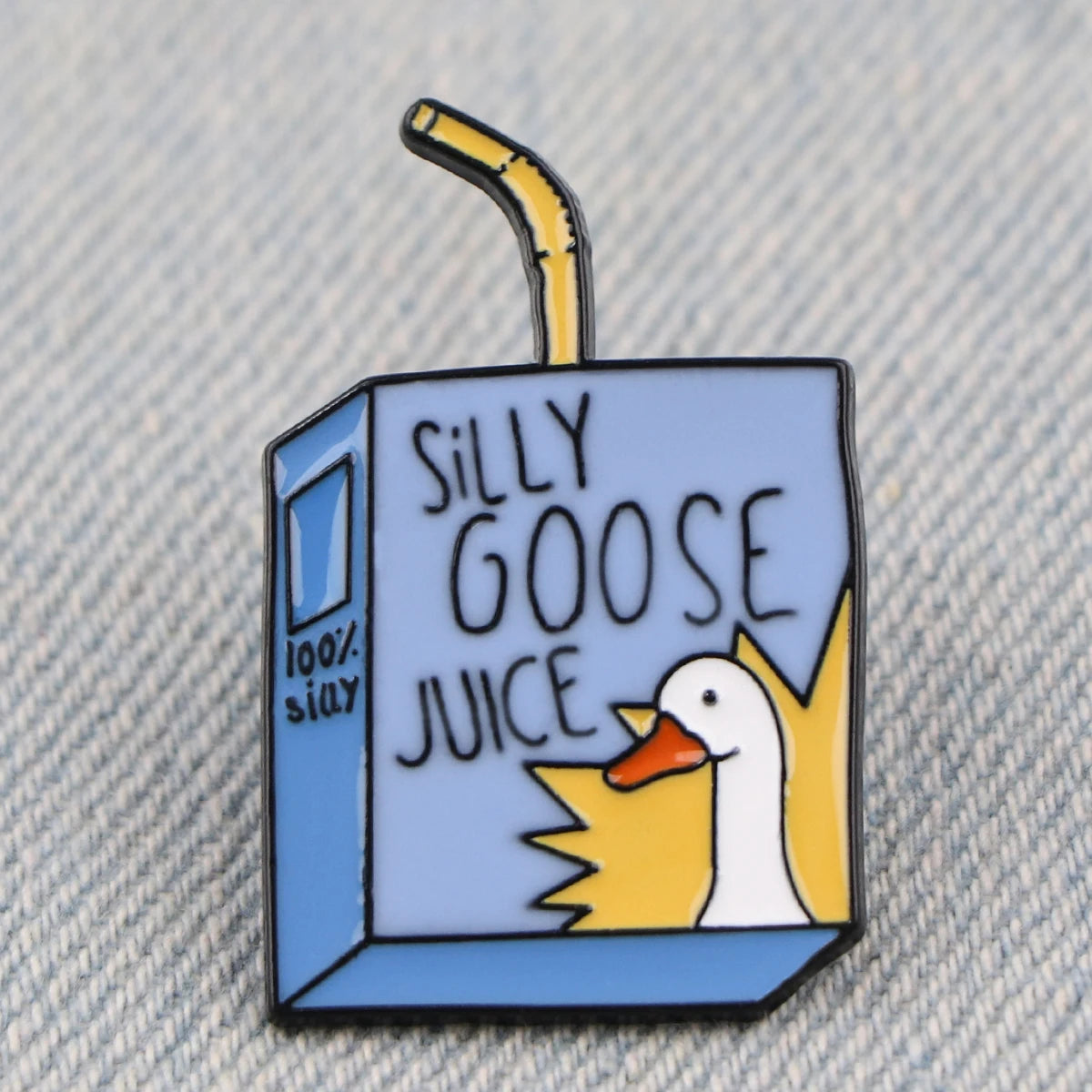 Silly Goose Juice Enamel Pin Kawaii Side