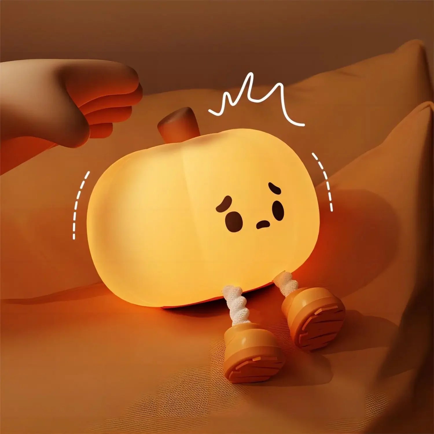 Cute Pumpkin Halloween Night Lights Soft Silicone Kawaii Side