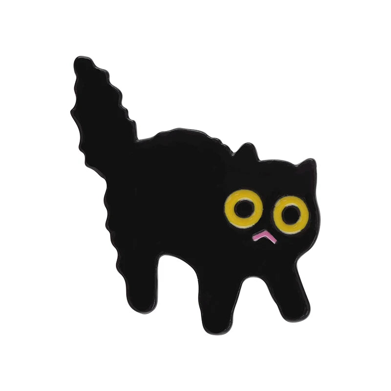 Black Cats Enamel Pins Kawaii Side