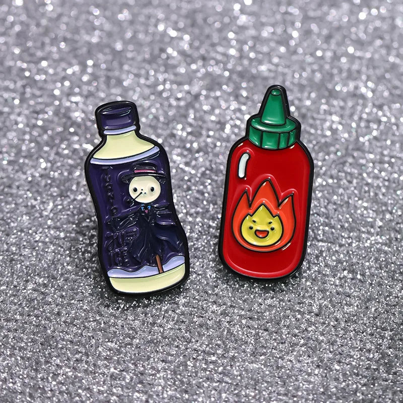 Calcifer Foods Enamel Pin Kawaii Side