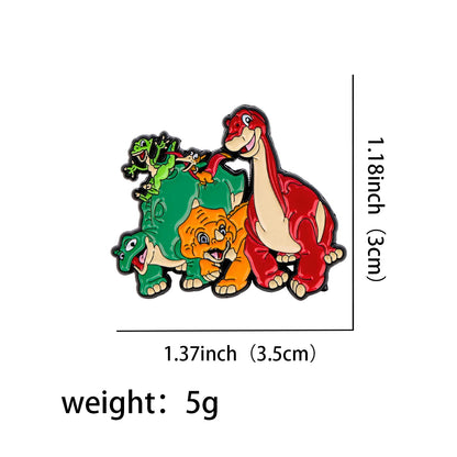 Anime Movie Enamel Pin Cute Dinosaur Brooch Pines Lapel Pins Badge on Backpack Clothes Accessories Animal Jewelry Kids Gift Kawaii Side