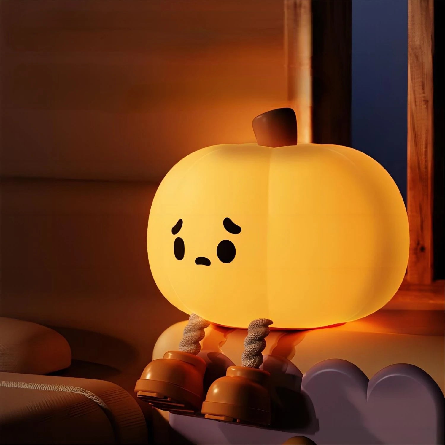 Cute Pumpkin Halloween Night Lights Soft Silicone Kawaii Side