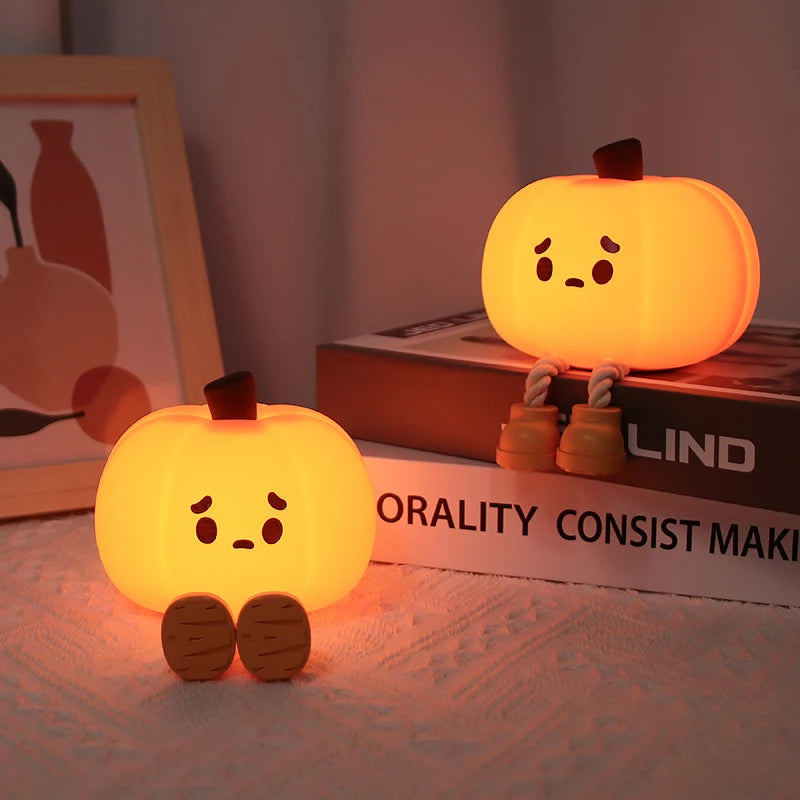 Cute Pumpkin Halloween Night Lights Soft Silicone Kawaii Side