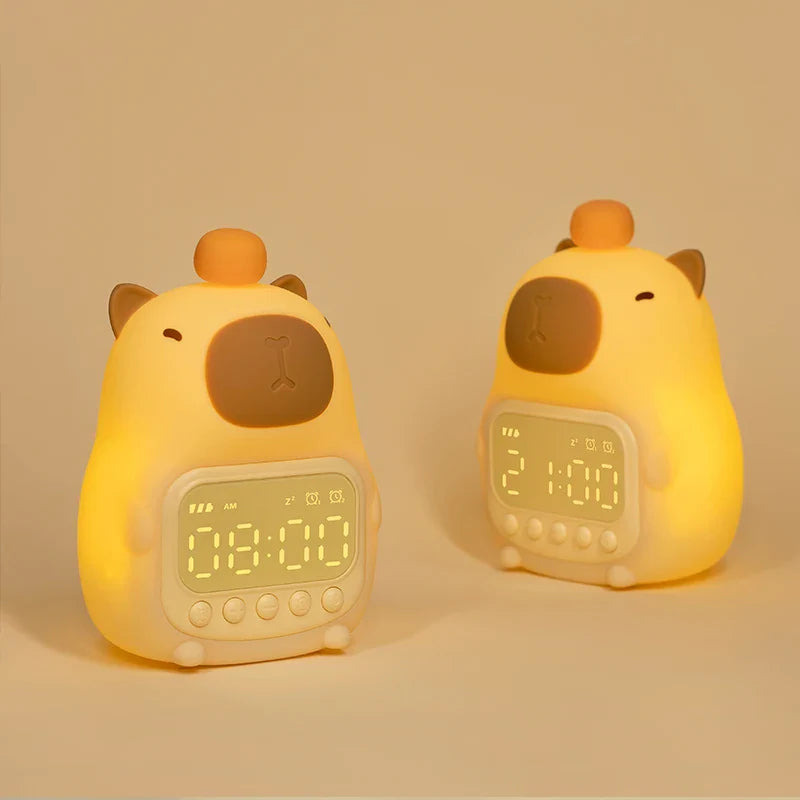 Capybara Night Light Alarm Clock Kawaii Side