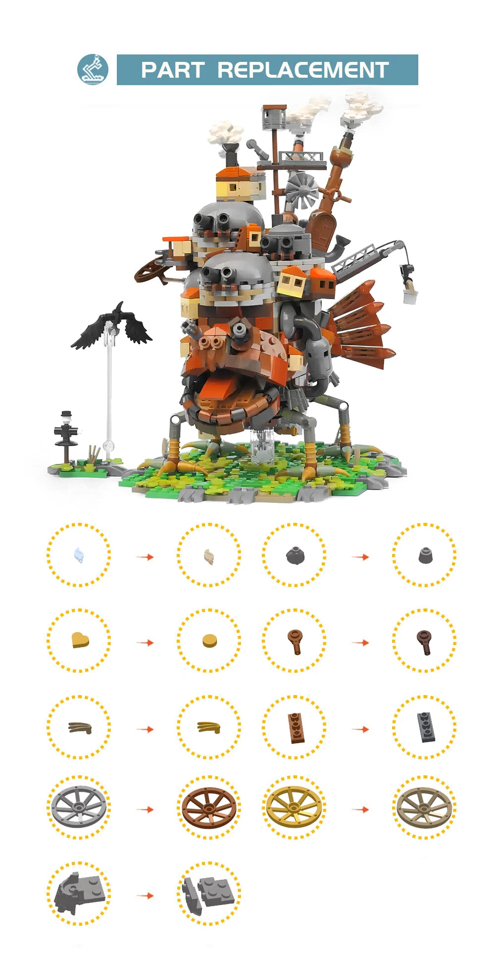 Howl's-Moving Castle Building Blocks 1249 Pcs Kawaii Side