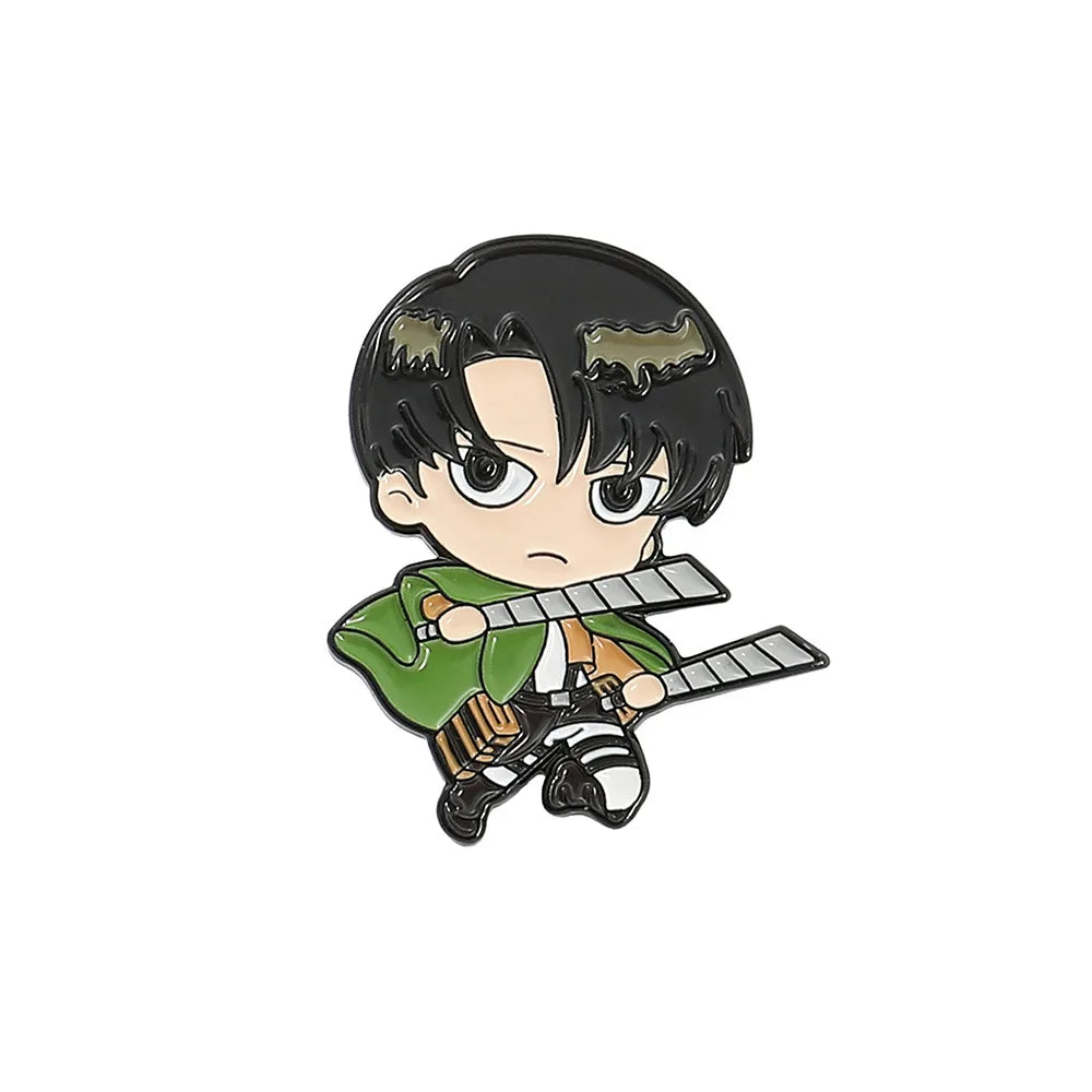 Anime Aot Figure Enamel Pins Classic Attack on Titan Brooches Metal Lapel Badges Accessories Gifts for Fans Kawaii Side