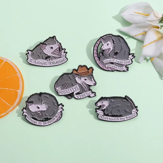 Funny Animals Enamel Pins Mouse Cartoon Rat Lapel Badges Pin Brooches Protection Environment Jewelry Gift for Friends Wholesale Kawaii Side