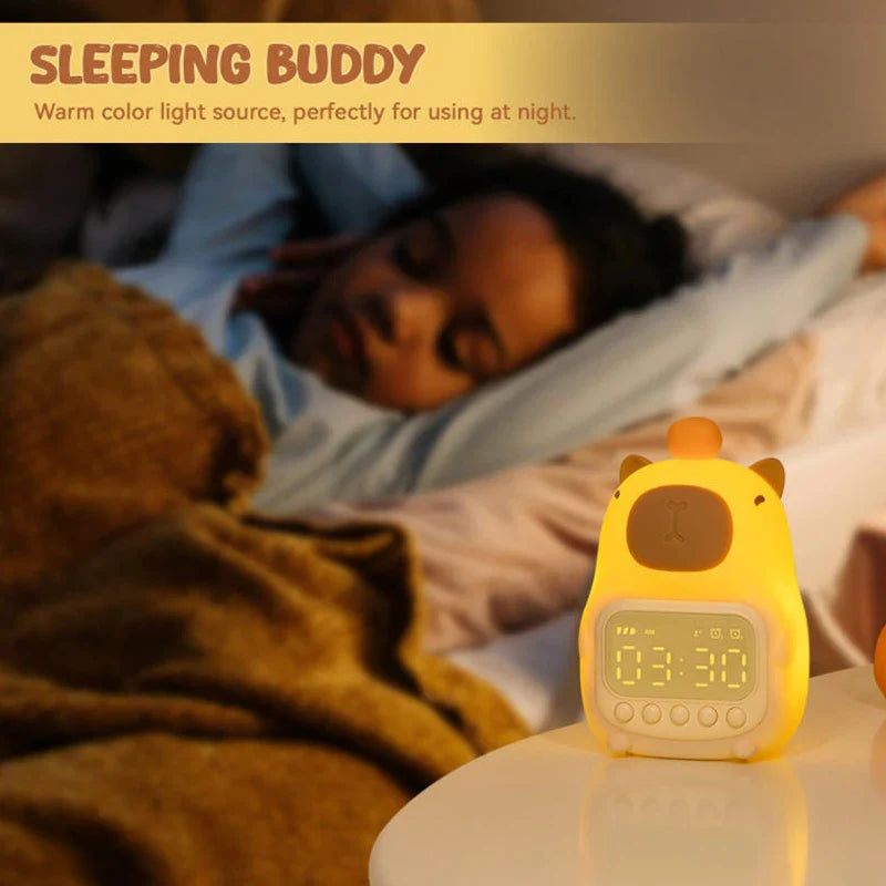 Capybara Night Light Alarm Clock Kawaii Side