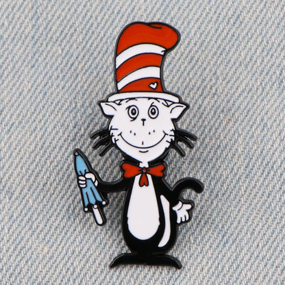 The Cat in the Hat Enamel Pin Kawaii Side