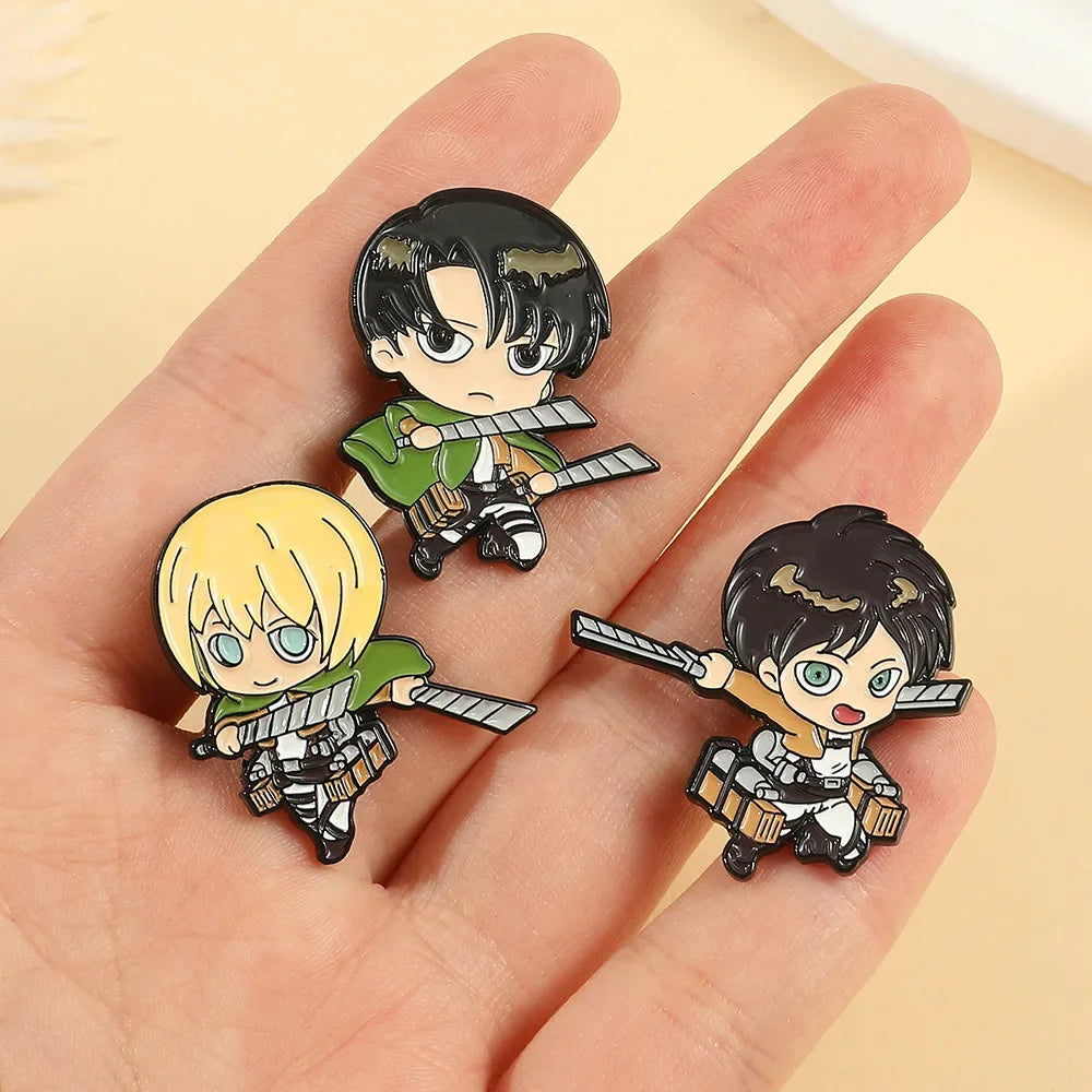 Anime Aot Figure Enamel Pins Classic Attack on Titan Brooches Metal Lapel Badges Accessories Gifts for Fans Kawaii Side