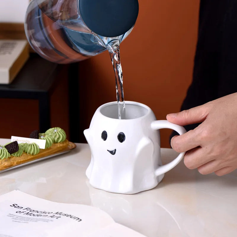 Halloween Ghost Ceramic Mug Kawaii Side