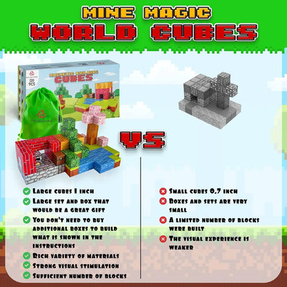Various Biomes and Scenarios Magnetic Building Blocks Kawaii Side