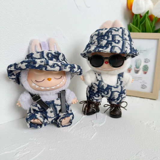 Labubu Outfit Stylish Bucket Hat and Overall (Labubu Not Included)
