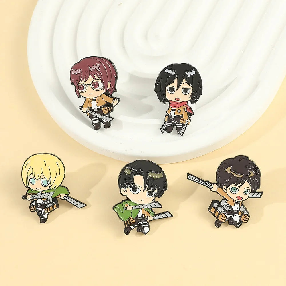 Anime Aot Figure Enamel Pins Classic Attack on Titan Brooches Metal Lapel Badges Accessories Gifts for Fans Kawaii Side