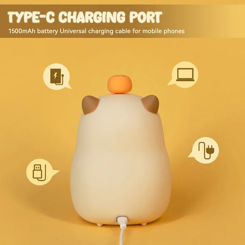 Capybara Night Light Alarm Clock Kawaii Side