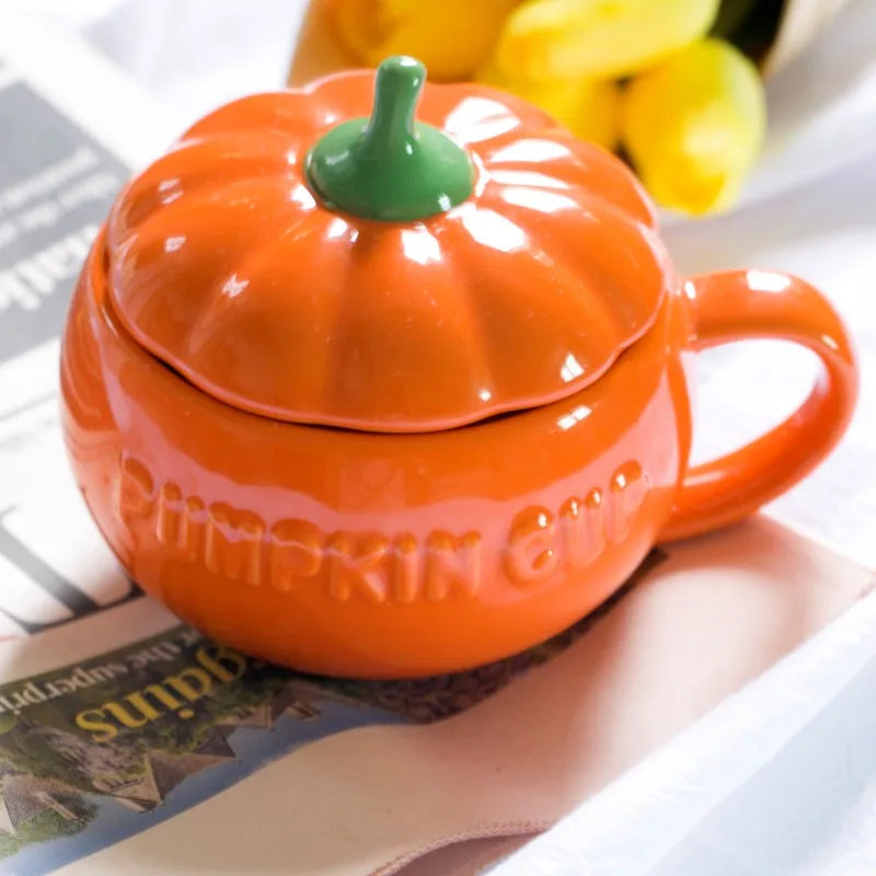 Pumpkin Ceramic Mug Kawaii Side