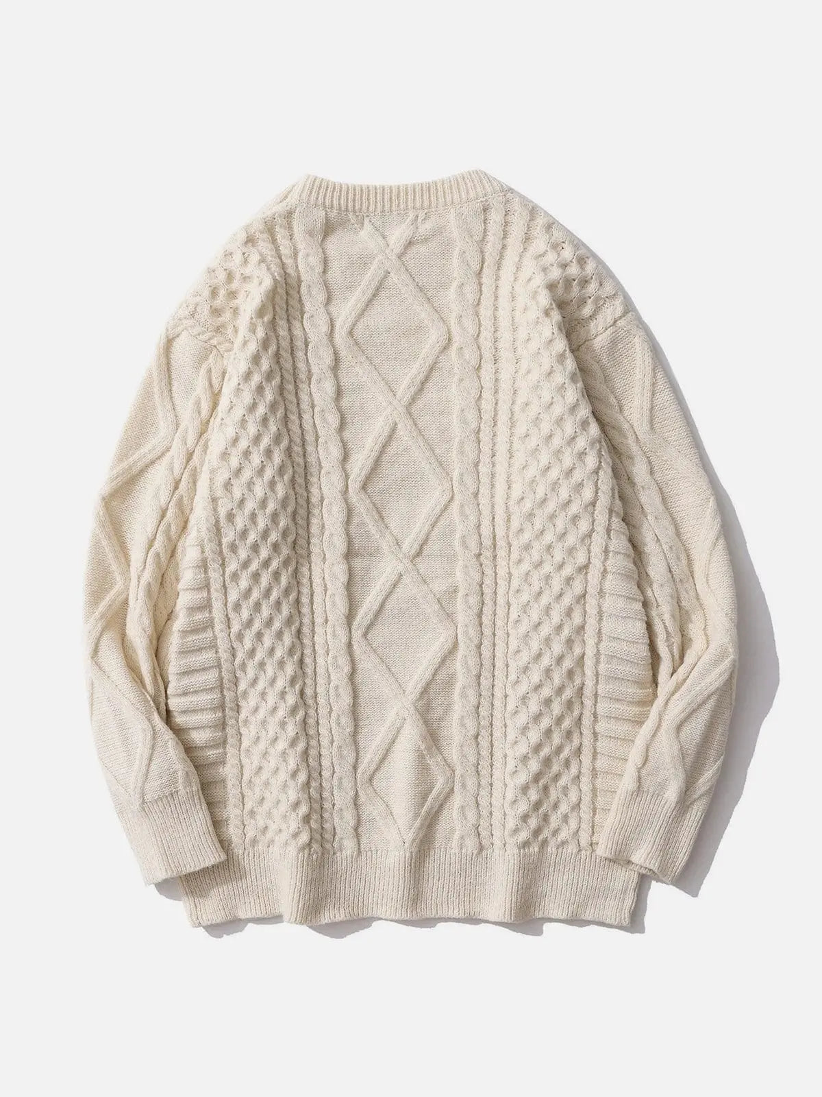 Solid Color Woven Pattern Knit Sweater - Kawaii Side