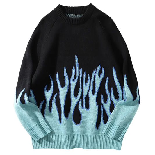 Streetwear Flames Sweater Kawaii Side