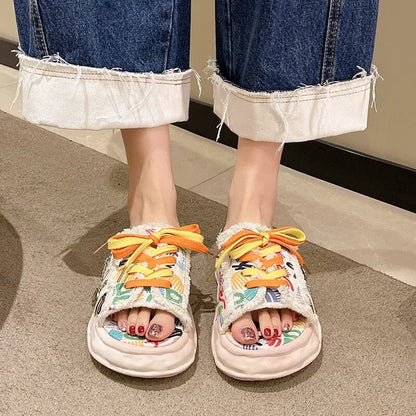 Chinelo Estilo Verão Fashion Grafiti Kawaii - Kawaii Side