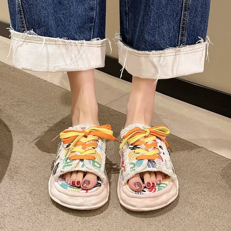 Chinelo Estilo Verão Fashion Grafiti Kawaii - Kawaii Side