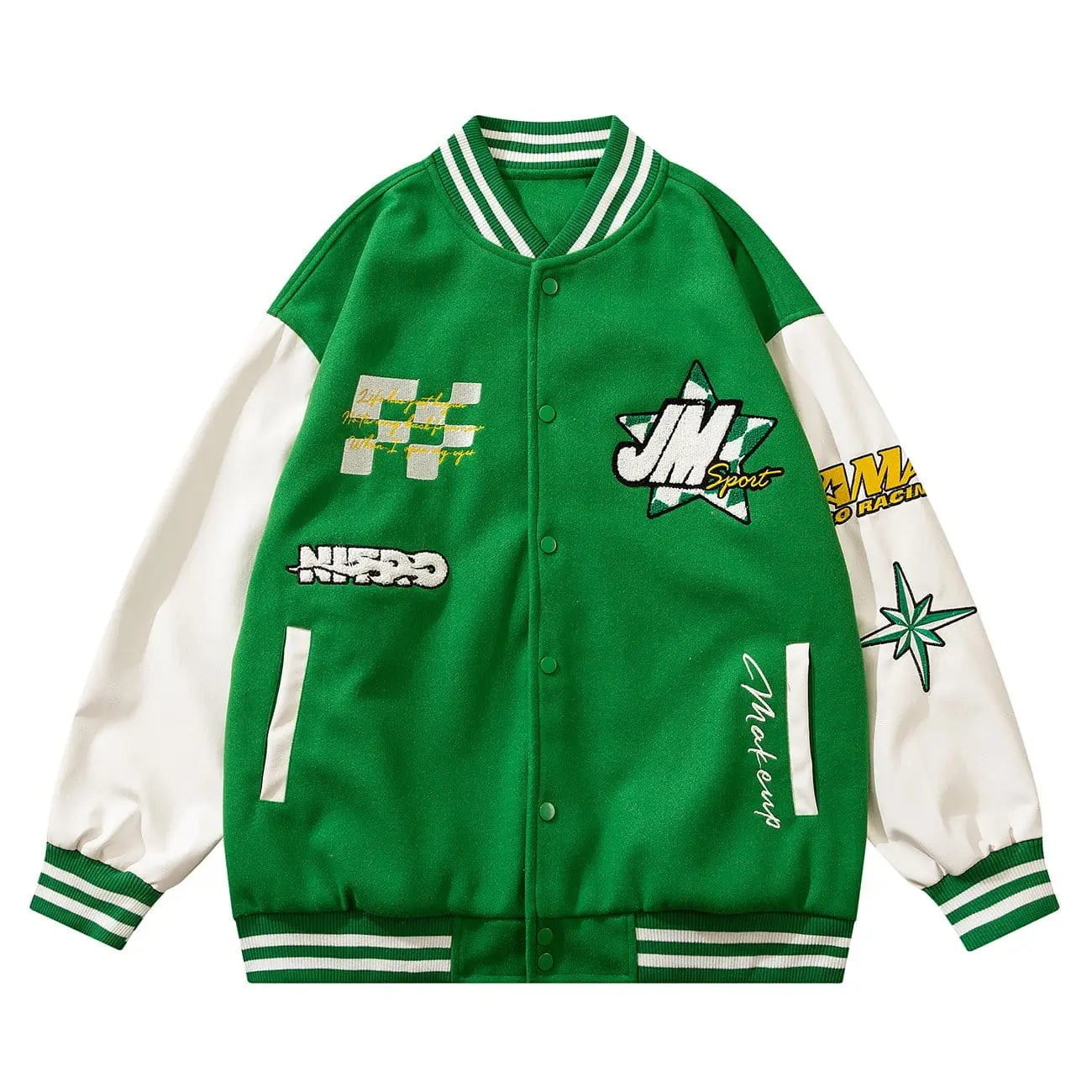 Vintage Flag Embroidery Patchwork Jacket - Kawaii Side