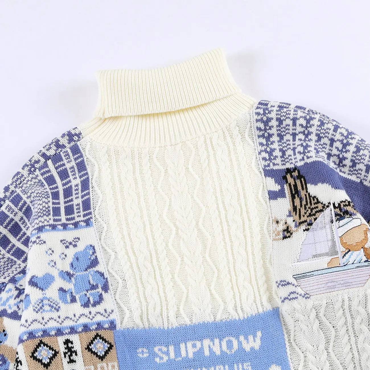 Vintage Stitching Bear Knit Sweater - Kawaii Side