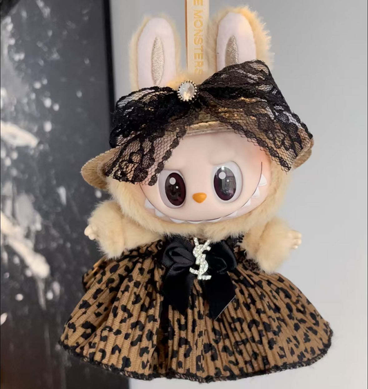 Saint Laurent–Inspired Labubu Leopard Pleated  - (Labubu Not Included)