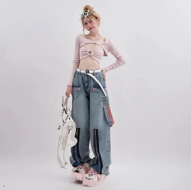 Star Vintage Y2k Jeans Kawaii Side