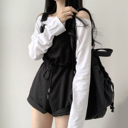 Lace-up Casual Overalls Kawaii Side