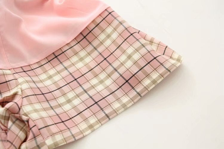 Korean Split Mini Plaid Skirt with Shorts Kawaii Side