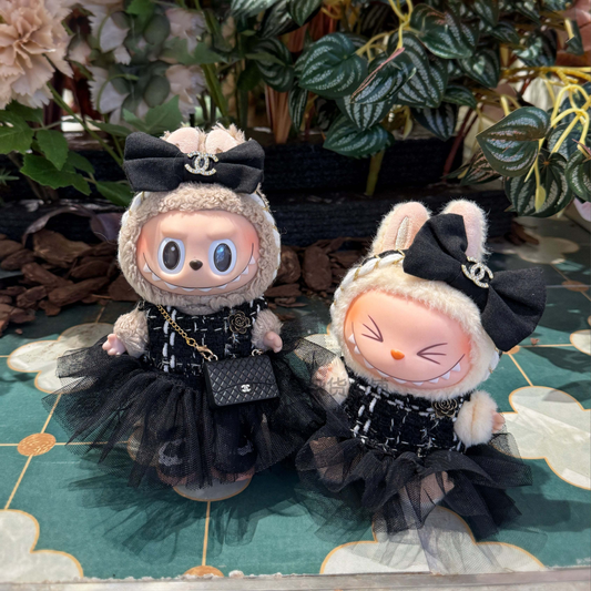 Chanel-Inspired Labubu Black Tutu Elegance - (Labubu Not Included)