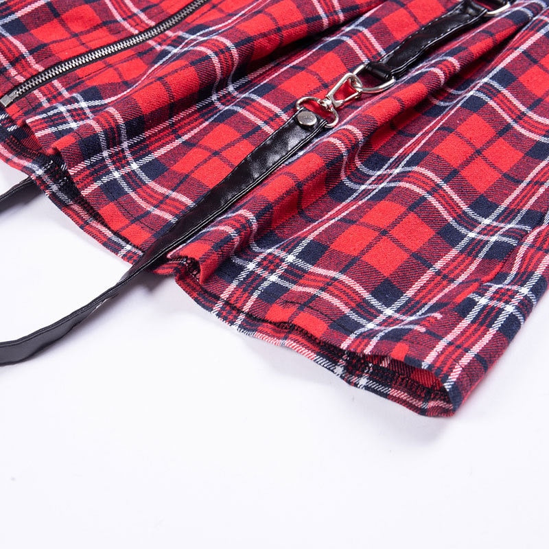 Egirl Punk Rock Plaid Straps Skirt Kawaii Side