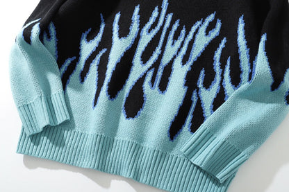 Blue Flame Sweatshirt Kawaii Side