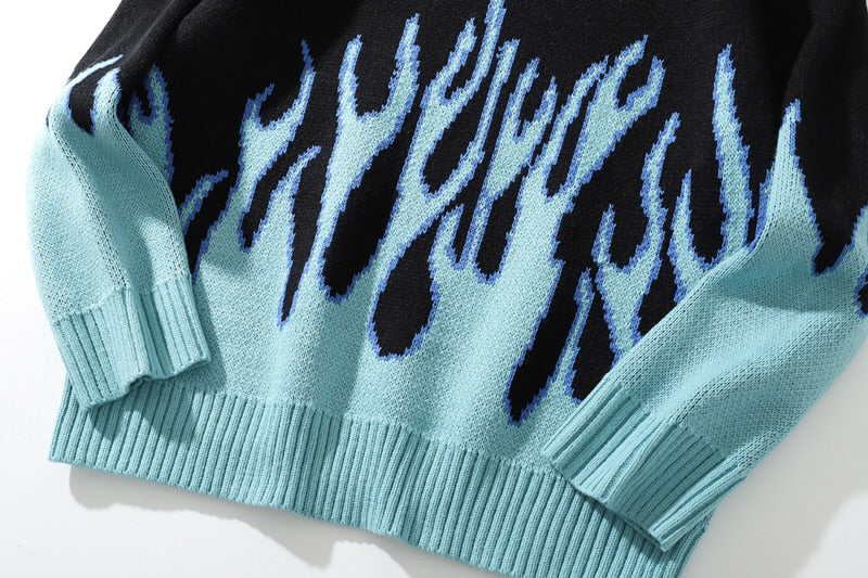 Blue Flame Sweatshirt Kawaii Side