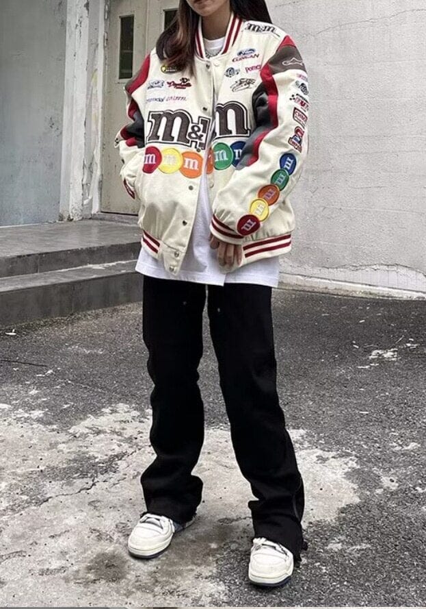 M&M's Motorcycle Racer Windbreaker Jacket Kawaii Side