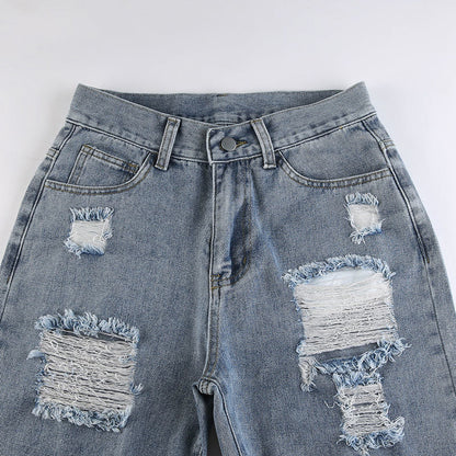 Ripped Straight Jeans Kawaii Side
